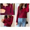 Women's Wooden Ear Knitted Cardigan Short Spring and Autumn Thin Fashion Slim Sweater Coat