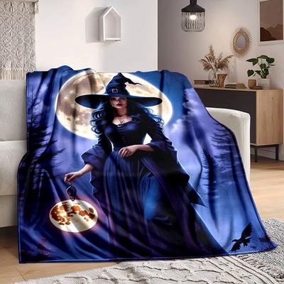 1 Stück Hexe, Mondlicht Magie Druckdecke, Weiche Kuscheldecke - Warm & Gemütlich für Sofa, Bett, Büro und Reisen yy250912207