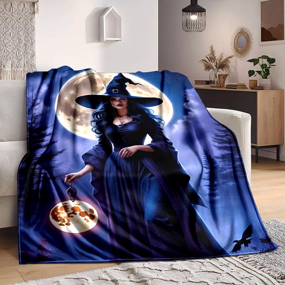 

1PC Witch, Moonlit Magic Print Blanket, Soft Throw Blanket - Warm & Cozy for Couch, Bed, Office, and Travel yy250912207 75x90cm
