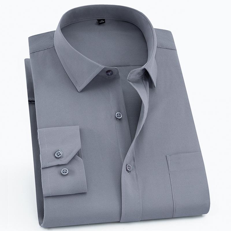 Erkek Klasik Standart Kesim Uzun Kollu Resmi İş Twill Gömlek