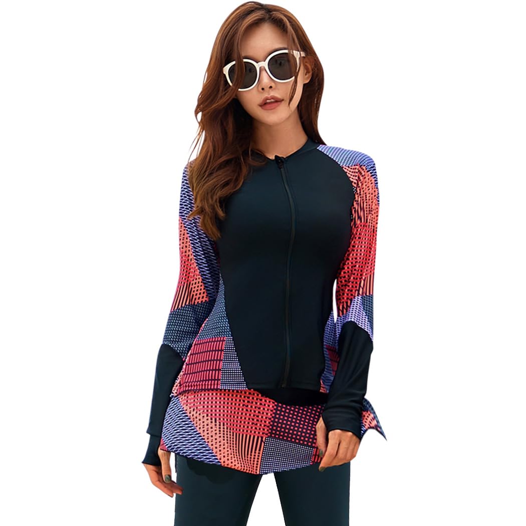 

Женский купальник для фитнеса Teddy, набор из 6 предметов с отдельным рашгардом с длинным рукавом и леггинсами, скромный крой, большой размер (hys2403) (Красный, Размер 6L (19))