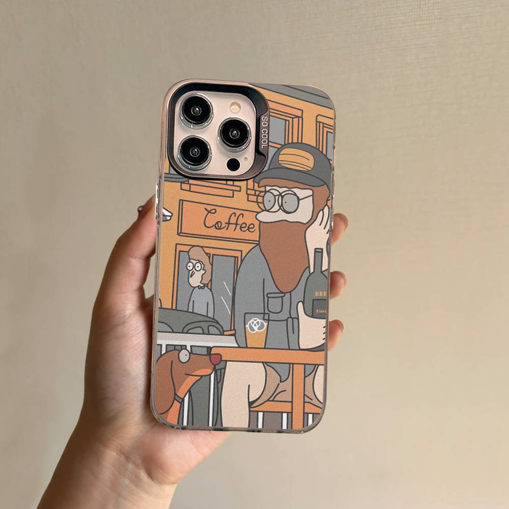 Deluxe Cartoon Man Phone Case For iPhone 17 16 15 14 13 12 11 XS XR X Pro Max Plus Colored Silver Plated Cover