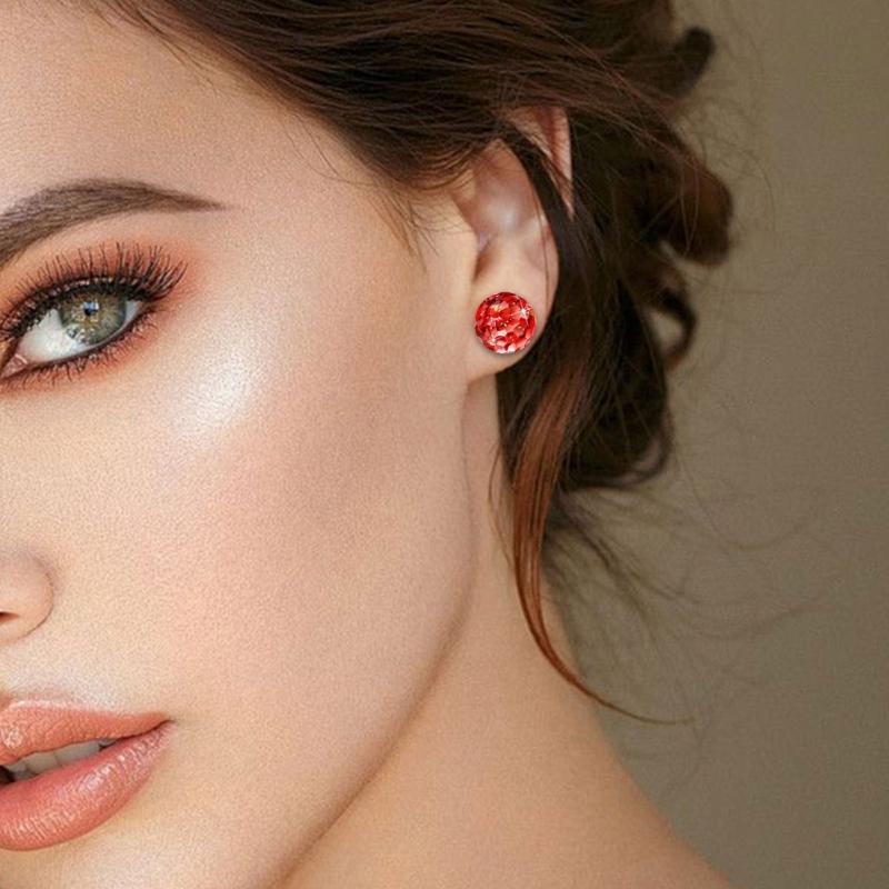 Exquisite Colorful Crystal Balls Earrings Fashionable Ear Studs for Women Girls Handmade Cubic Zirconia Ear Accessories