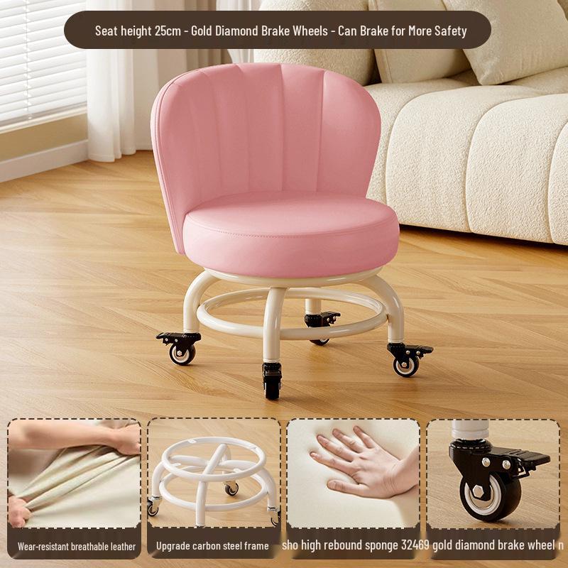 Children's Rotating Stool with Backrest and Silent Wheels