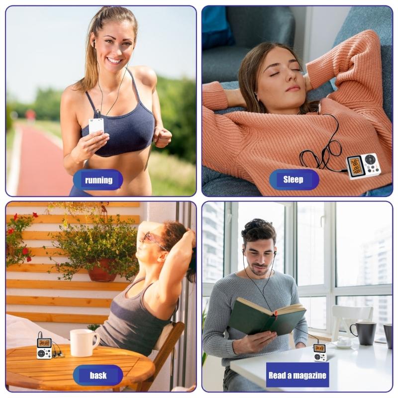 Кишенькове AM FM-радіо Портативний приймач Цифрове радіо з налаштуванням на батарейках із стереонавушники Великий РК-екран