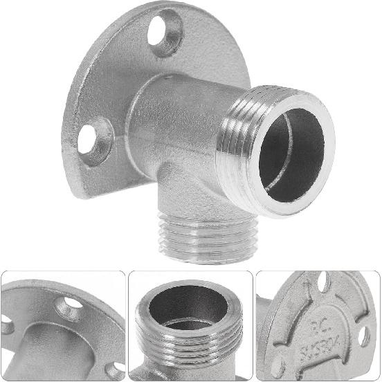 SUPVOX Wall Mount Shower Hose Connector, Stainless Steel Adapter for Bathroom Faucets, Diy Installation Kit for Exposed Shower Systems, Silver