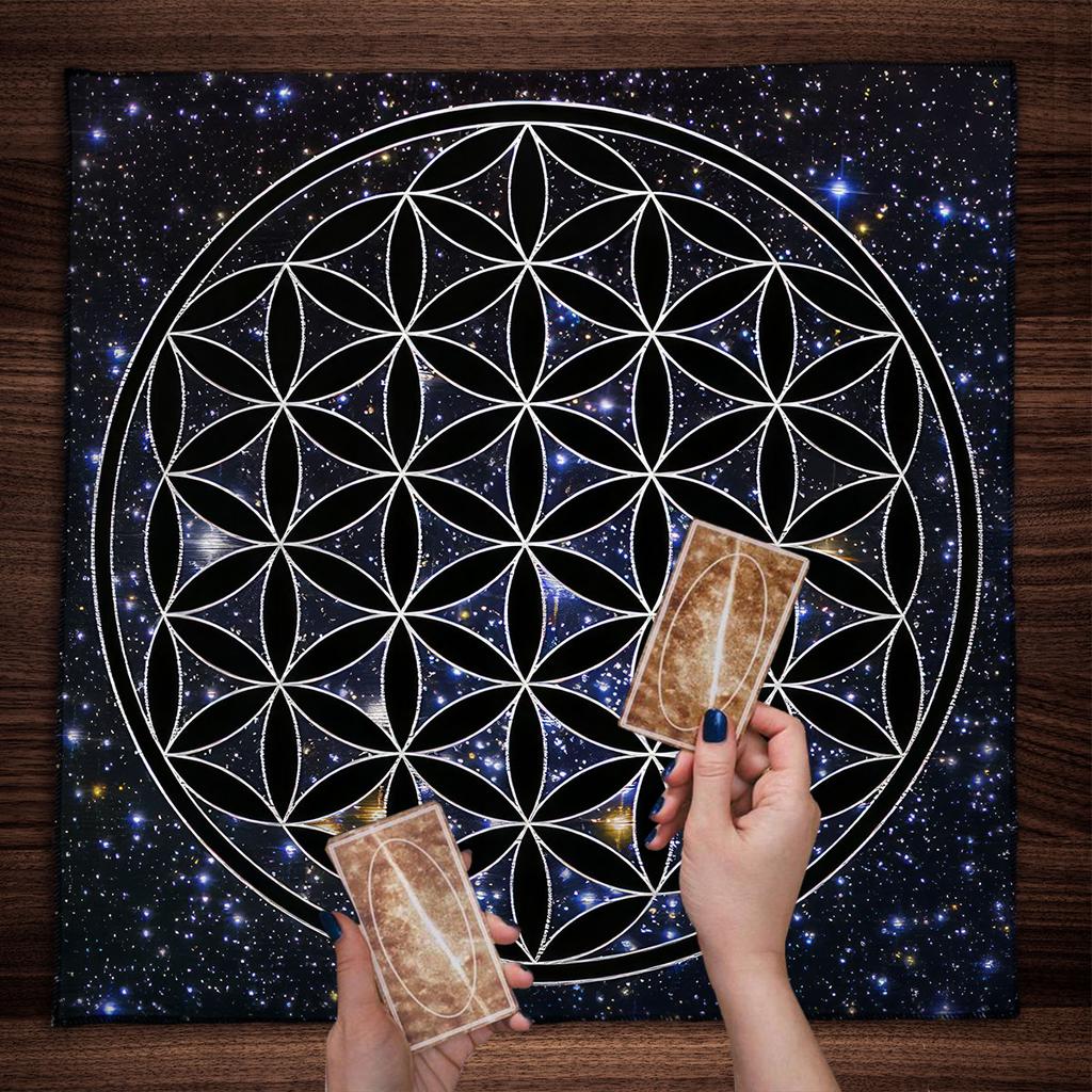 Tarot Tischdecke Mandala Blume des Lebens Altar Tuch Für Divination Meditation Kreis Galaxie Tarot Matte Spirituelle Orakel Karten Pad