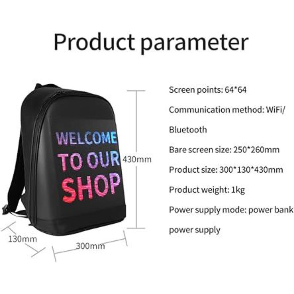Dynamiczny plecak LED do reklamy mody, plecak z wyświetlaczem outdoorowym, torba podróżna biznesowa, plecak sportowy, torba LED, torba reklamowa