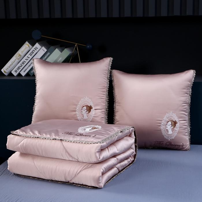Light Luxury Washable Silk Embroidery Pillow & Cool Feel Quilt