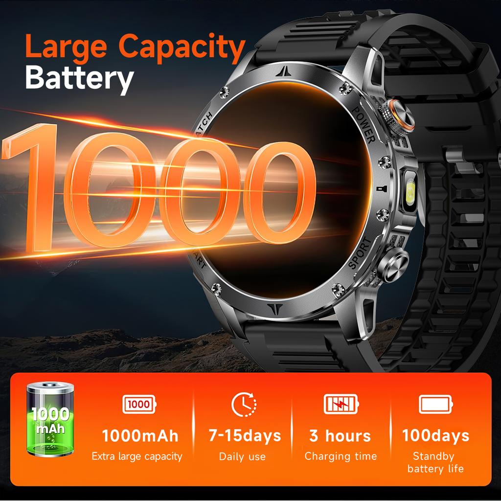 Military 1000mAh Large Battery Smart Watch Digital Bluetooth Call Sports Smartwatch Electronics Watches for Man Android  New