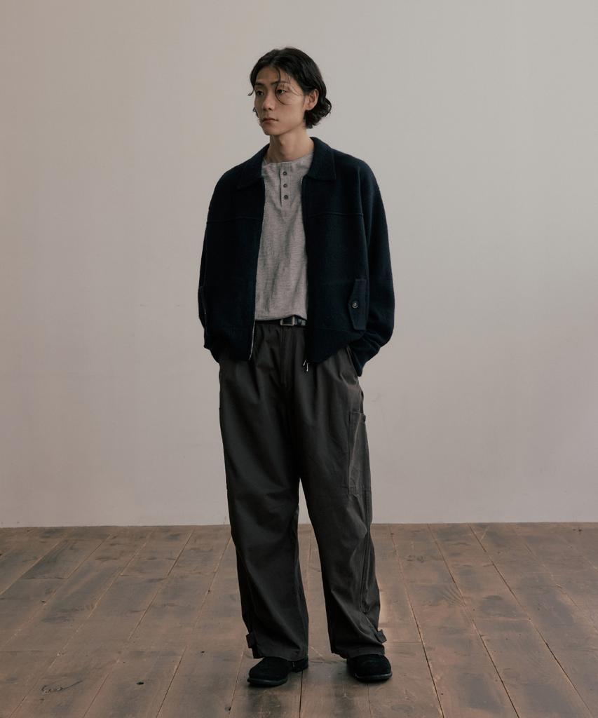 Hooves Wool Knit Blouson Jacket [Deep Navy]