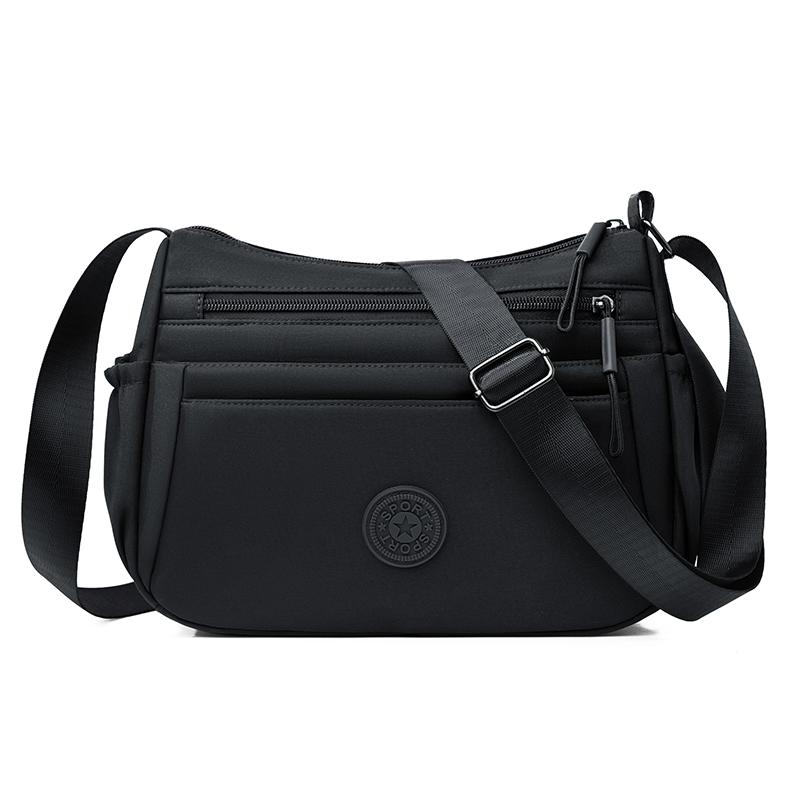 Vrijetijd Eenvoudige Dames Schoudertas Nylon Meerdere Vakken Waterdichte Messenger Bag Effen Kleur Vrouwen Schoudertas voor Uitjes