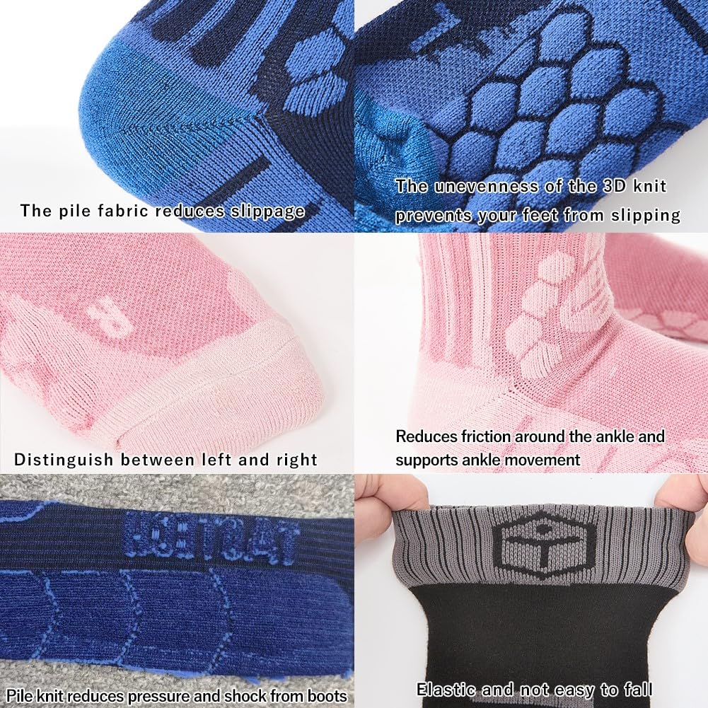 TaoTech Socks for Outdoor and Thick Acrylic Graduated Cold Odor 1 Pair Dark Snowboarding, Sports, Skiing, Activities, Hiking, Fiber, Compression,