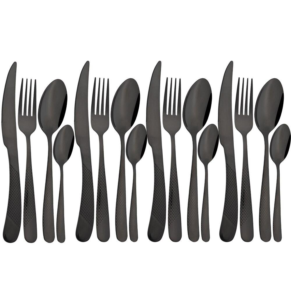 16Pcs Stainless Steel Cutlery Set High Quality Dinnerware Knife Fork Tea Spoon Silverware Set Kitchen Home Flatware Set