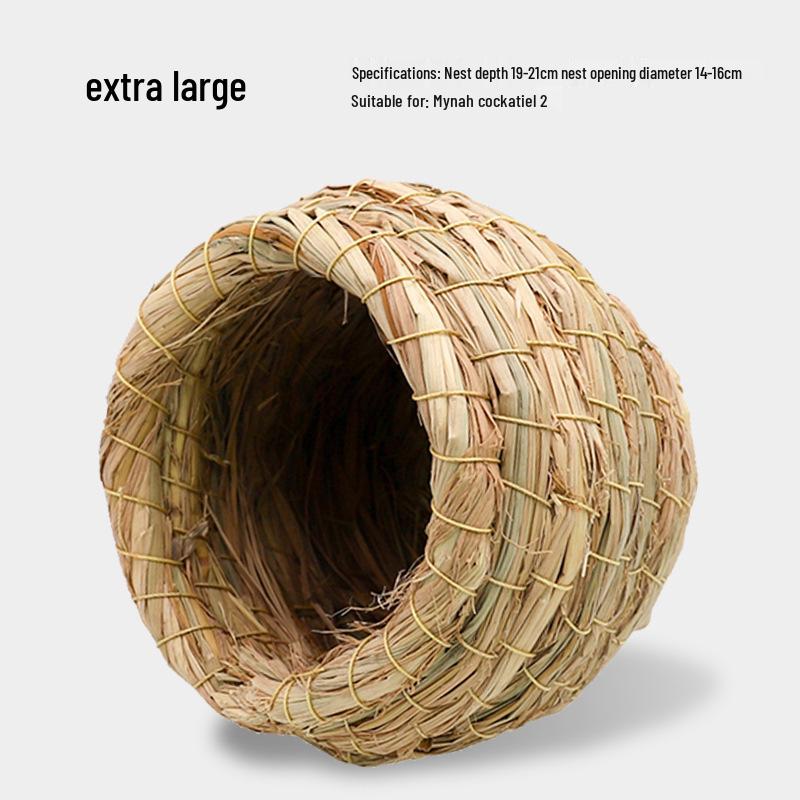 Hand-Woven Straw Nest for Small Birds: Parrot, Budgie, Conure, Finch