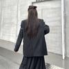 Niche Design Shiny Detachable Butterfly Black Blazer for Women Spring Autumn Loose Padded Shoulder Casual Suit Outerwear