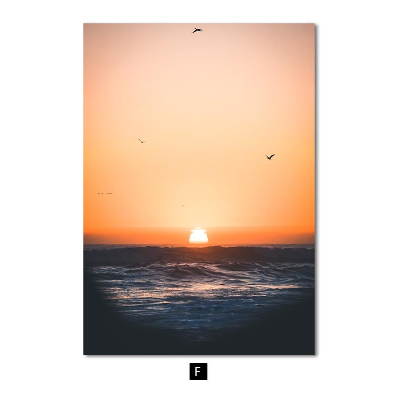 

Скандинавський природний пейзаж Настінне мистецтво Плакат Пляж Схід сонця Захід Друк на полотні Картина Сучасна картина для домашнього декору вітальні 40x50cm No Frame