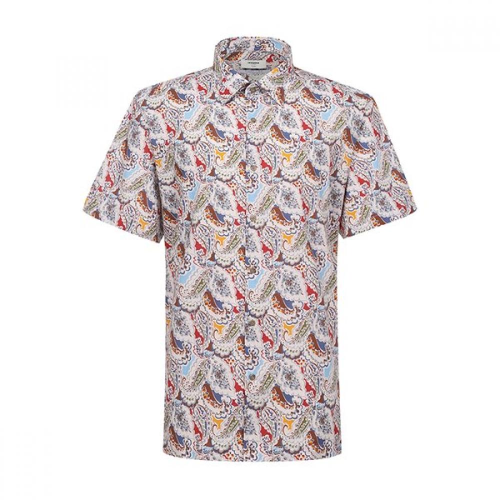 Renoma Paisley Print Short Sleeve Classic Shirt [rousg1280 Bg] 95