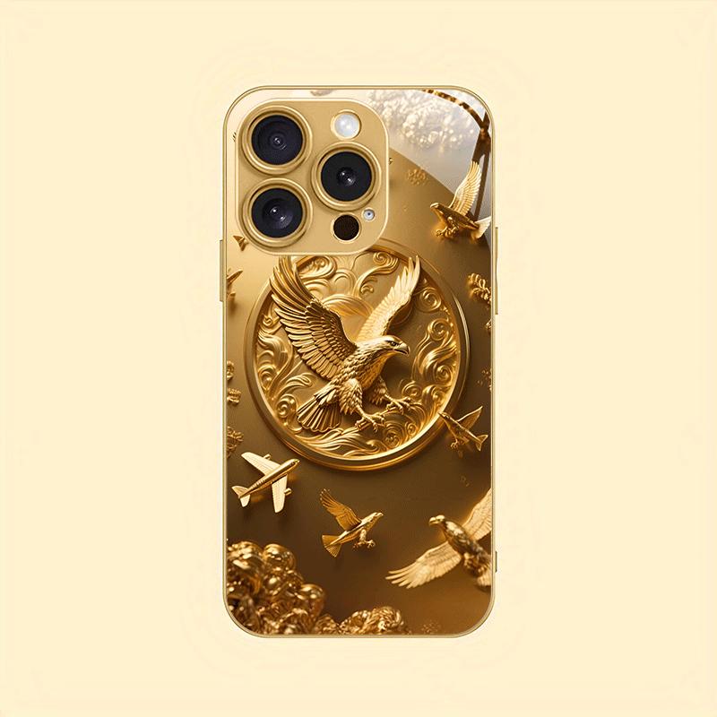 

eagle luxurious High-end Phone Case Electroplated Glass TPU PhoneCase for iPhone 17 16 15 14 13 12 11pm Pro Plus Dropresistant iPhone 11 Pro Max