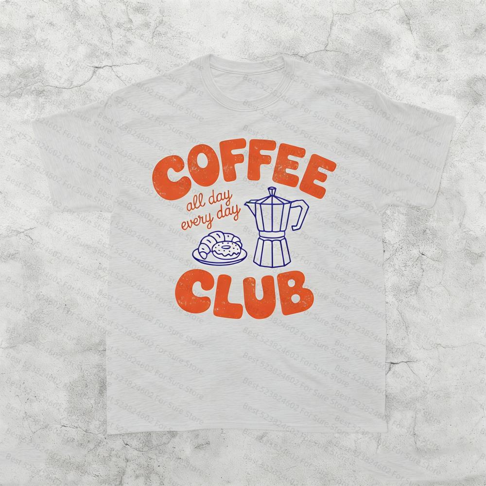 Coffee Club Vintage Graphic Women Tshirt Retro Coffee Lover Tee Cafe Aesthetic Shirt Y2K Espresso Graphic Tops Trendy Foodie