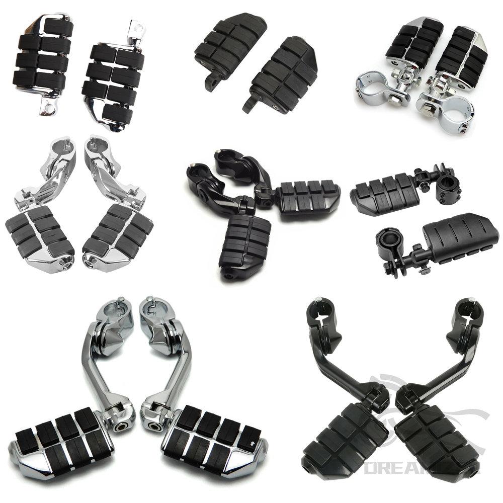 Adjustable 32mm Highway Pegs Motorcycle Footpegs Engine Guard Crash Bar Footrest Mount For Harley Sportster XL Dyna