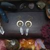 Retro Exquisite Stainless Steel Gold Color Sun Moon Natural White Crystal Stone Dangle Earrings for Women Jewelry Accessory Gift