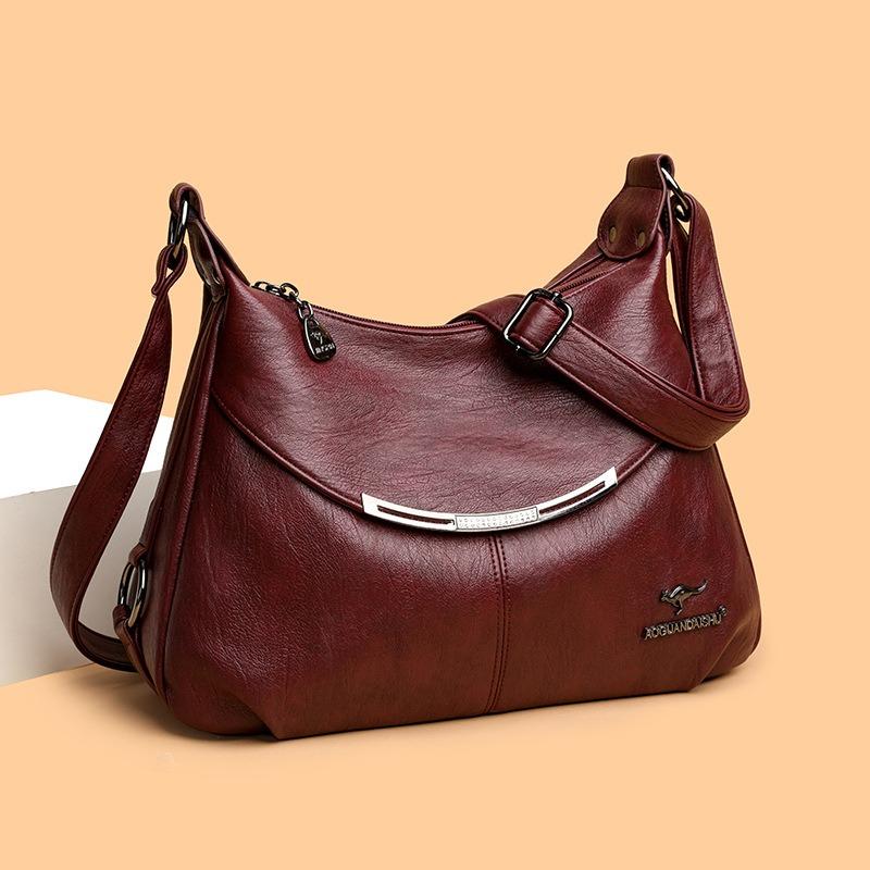 Middle-aged temperament women's bag new large-capacity soft leather high-end texture fashionable and simple shoulder messenger bag