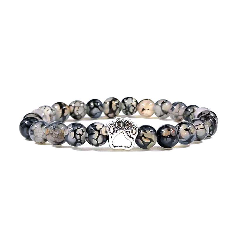 European  American Fashion Dog Paw Stone Bracelets: Tiger Eye  Indian Agate - Casual Couple Style 8mm / 18.5-19 cm