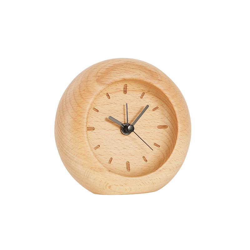 Solid Wood Retro Alarm Clock - Silent Bedside Table Clock