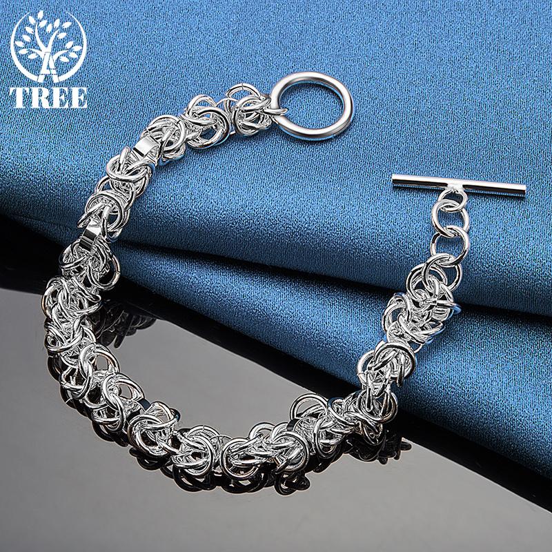 Bijuterii brățară cu cataramă OT cu lanț cerc interconectat din argint 925