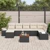 VidaXL Set de salon de jardin 8 pièces avec coussins Noir Poly Rattan Acacia 3347985