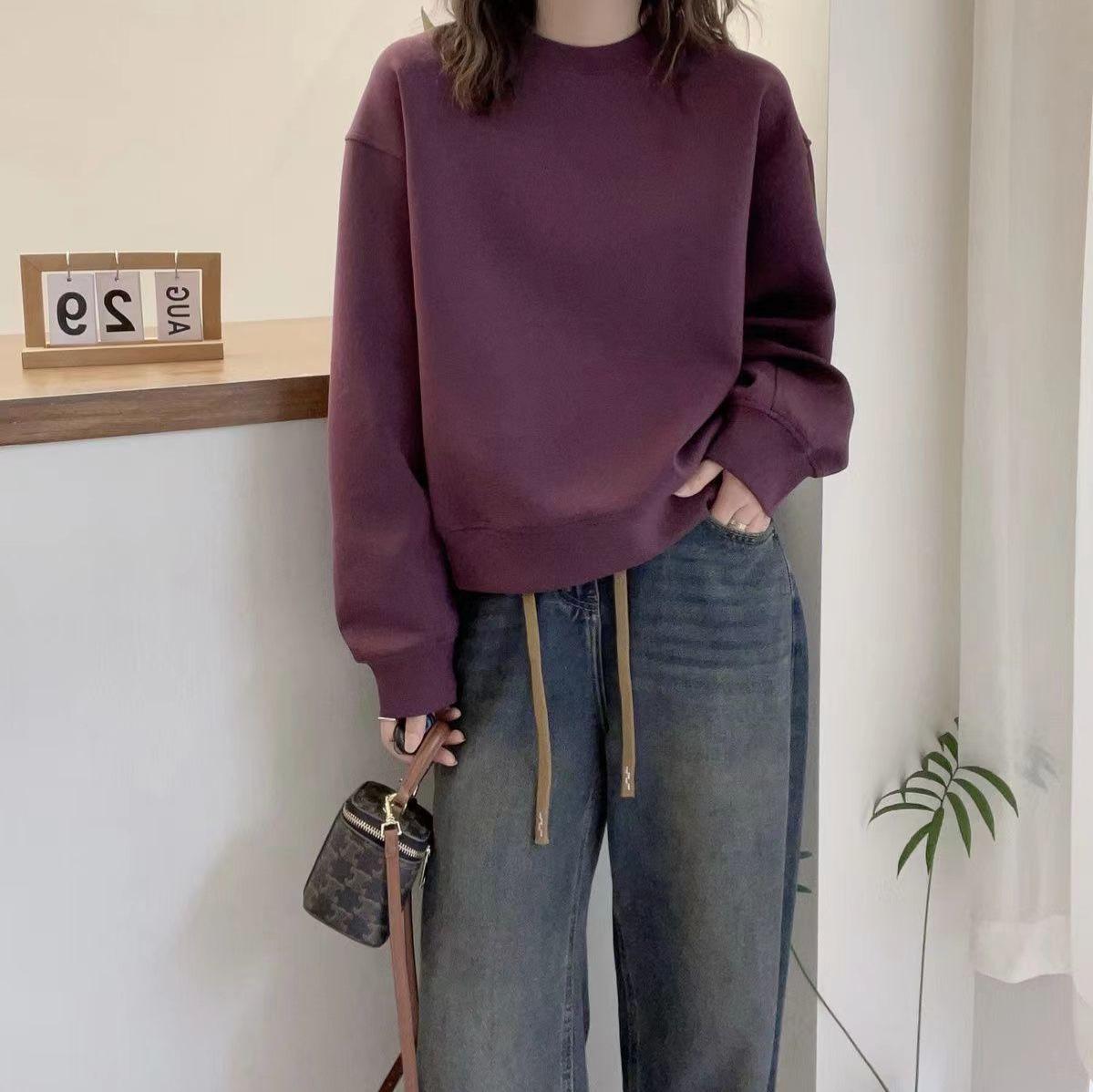 

Осеннее Худи в Европейском Стиле Минималистичный Однотонный Дизайн Женское Зимнее Свободное Универсальное Топ M