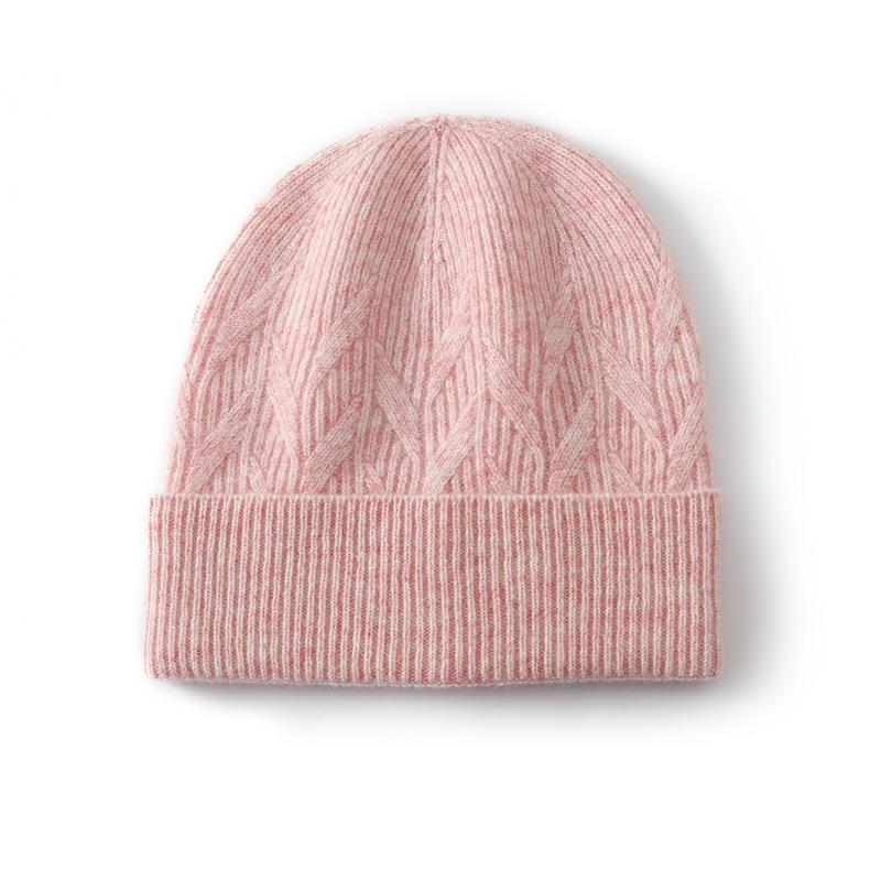 % Pure wool autumn and winter knitted hat fashion bag head ear protection warm cold hat soft cold hat children's dome hat