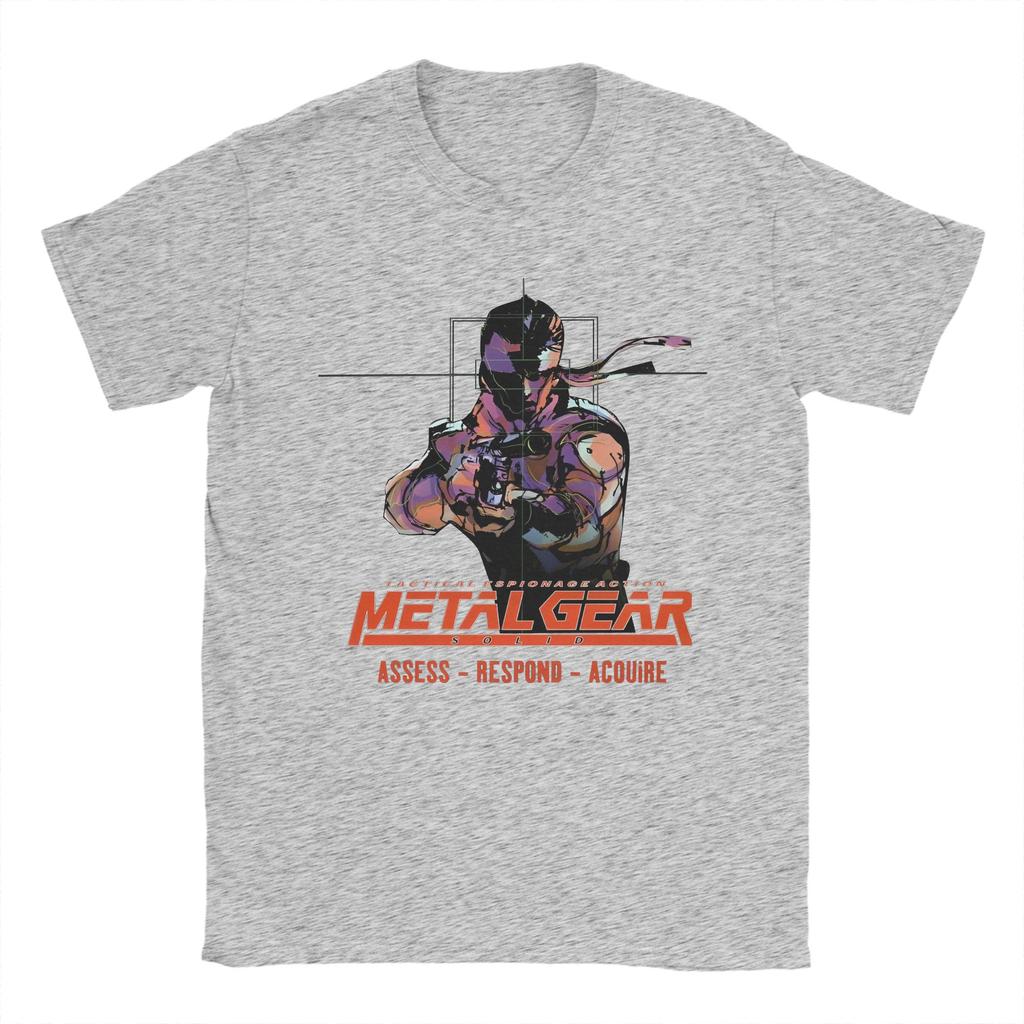 Vintage Metal Gear Japan Videospiel T-Shirt Herren Rundhals Baumwolle T-Shirts Kurzarm T-Shirt Sommer Oberteile