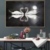 Night Lake Swan Love Picture Canvas Painting Posters and Prints Modern Wall Art Bedroom Bedside Living Room Home Decoration