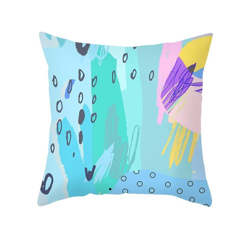 Pink Blue Abstract Decorative Pillowcase Office Living Room Car Ornaments Home Pillowcase