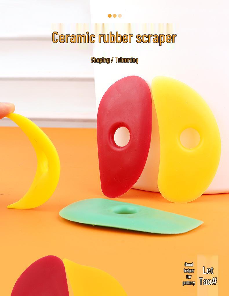 4-Piece Multifunctional Silicone Pottery Scraper Set for Trimming, Shaping, and Surface Flattening.