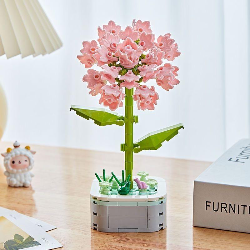 64 Styles Rose Flower Building Block Flower Eternal Bouquet Prickly Pear Model Plant Decoration Educational Toy For Kids Gift
