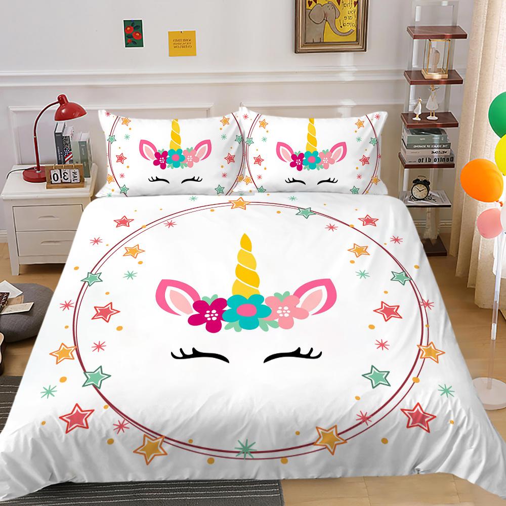 Bedding Set 3D Unicorn Print Bed Cover Home Bedclothes Bedroom Decor Hot Sale Pillowcase Polyester Bedclothes