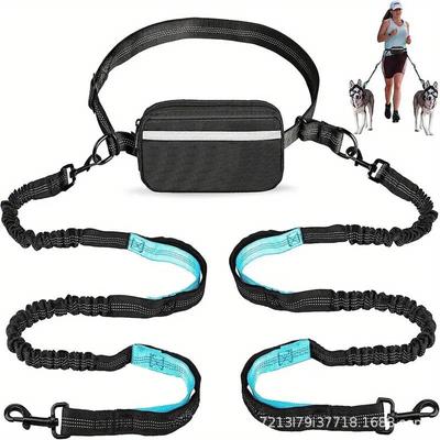 Pet Supplies Multifunctional Reflective Running Waist Bag with Elastic Dog Leash