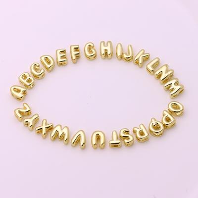 Glossy Bubble Letter Gold Brass Pendant Wind Simple Clavicle Name Necklace