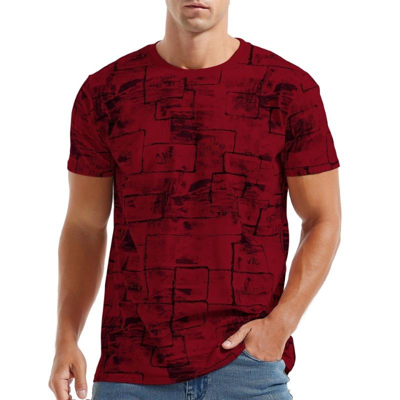 Men's T-shirt 3D Printed Fashionable Short Sleeved Solid Color Round Neck Casual T-shirt Pattern Clothing Shirt