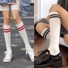 Japanese JK Knee High Socks Kawaii Striped Black White Cotton Long Tube Stockings for Women Girls Students Fashion Leg Warmers