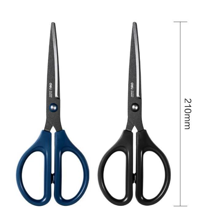 Deli Rustproof Black Blade Large Scissors, Stainless Steel Safety Scissors for Office and Household Paper Cutting