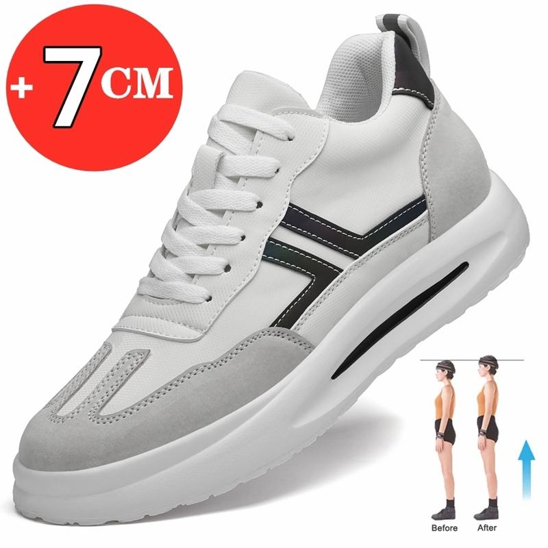 Mode Neue Herrenschuhe mit Absatz Weiß Atmungsaktive Sportliche Freizeit-Sneaker Herren Unsichtbare Schuhe zur Höhenvergrößerung Mode Herren Schuhe mit Absatz