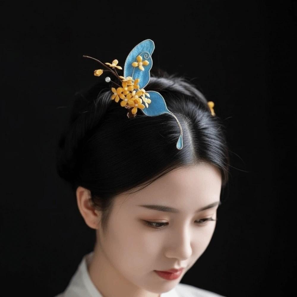 Beautiful Hanfu Butterfly Hair Fork Headwear Exquisite Fairy Side Clips  Girls