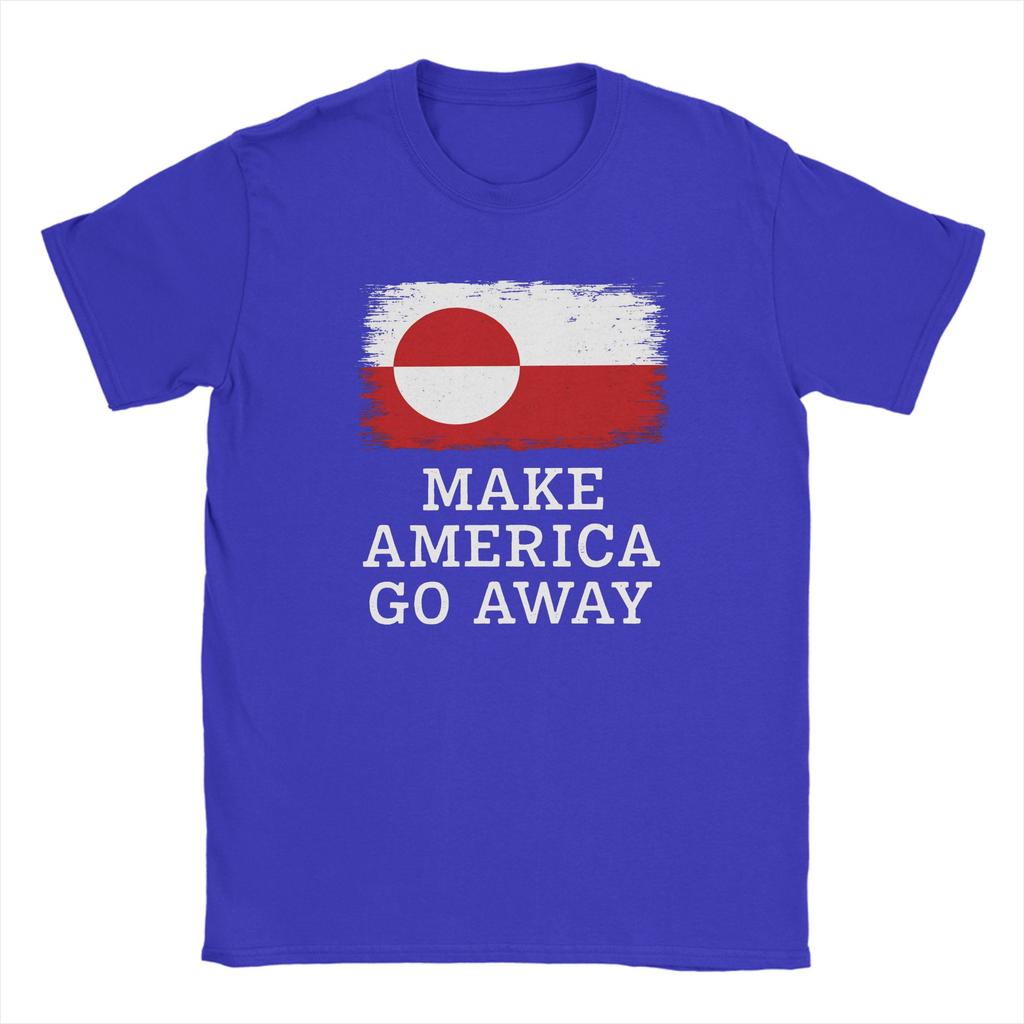 Oversized T Shirt Summer Make America Go Away Leisure TShirts Greenland Flag Cotton Tshirt for Men Y2K Short Sleeve Clothing