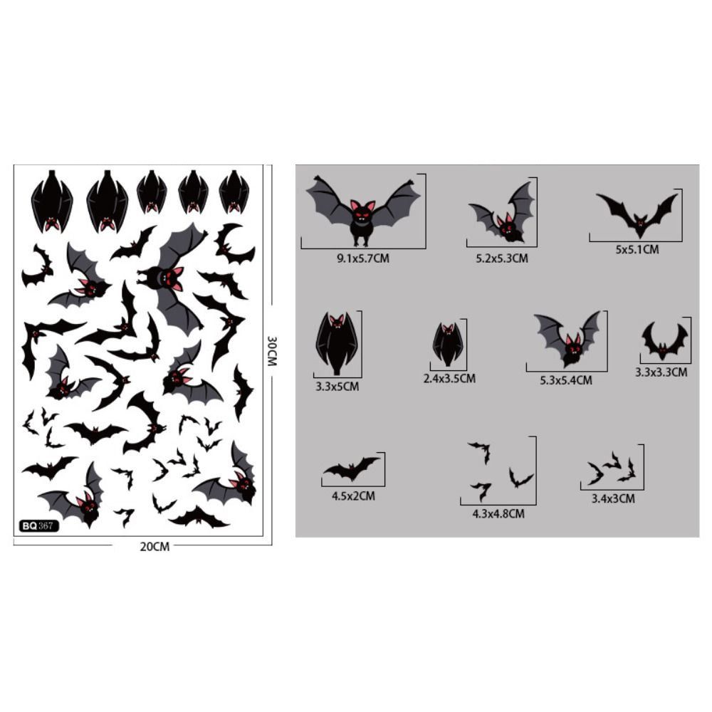 Static Halloween Stickers Black Scary Sticker Creative Spider Bat Decals  Smooth Surface