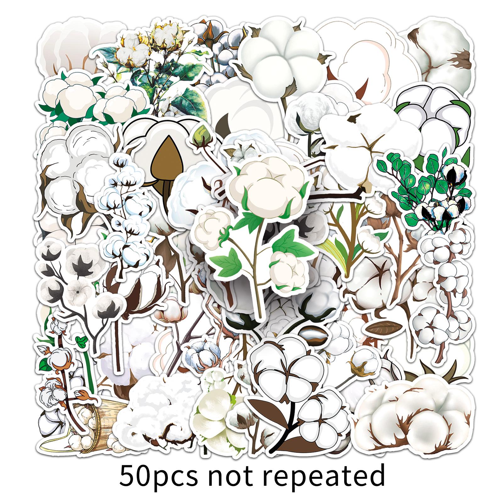 50pcs Cute Plant & Flower Cartoon Stickers - Waterproof Decoration for Journals, Suitcases & Phones