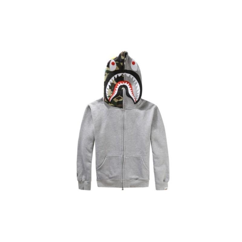 A Bathing Ape Sweat Kapuze Herren Hai Jacke Camouflage Pullover Jacke Schwarz Groß